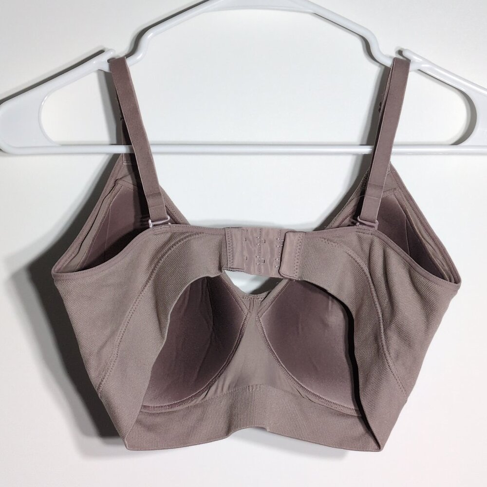 Maidenform XL Bra Wireless Ribbed Mauve Beige Brown Adjustable Full Coverage - Picture 2 of 6